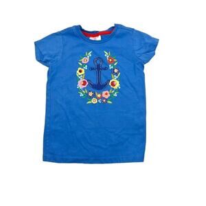 Hanna Andersson Blue Anchor & Flowers Appliqué Tee